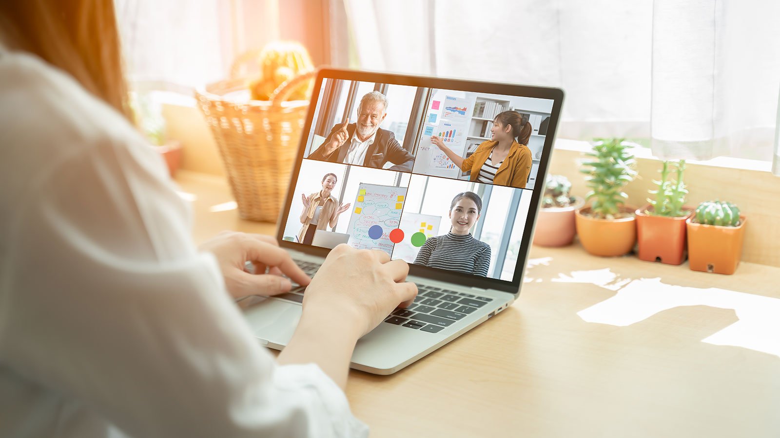 Woman working remotely